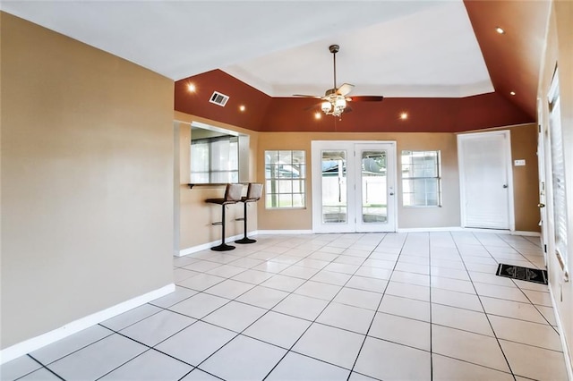 3500 Silver Maple Ct, New Orleans, LA 70131 - spare room featuring a ceiling fan, light tile patterned floors, baseboards, and vaulted ceiling