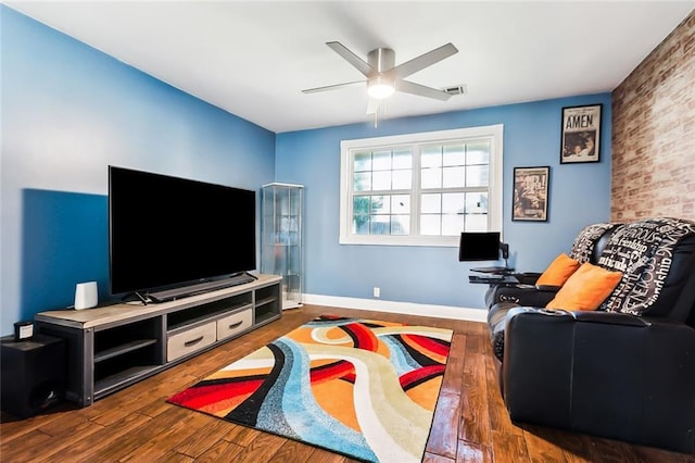 3500 Silver Maple Ct, New Orleans, LA 70131 - living room with ceiling fan, wood finished floors, and baseboards