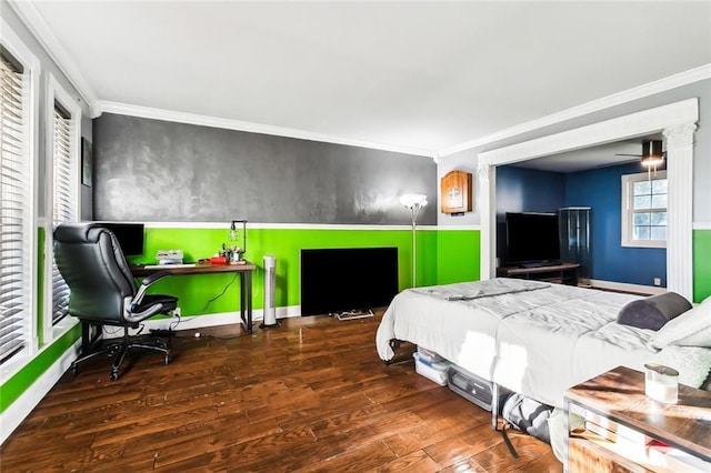 3500 Silver Maple Ct, New Orleans, LA 70131 - bedroom featuring wood-type flooring, crown molding, and a desk