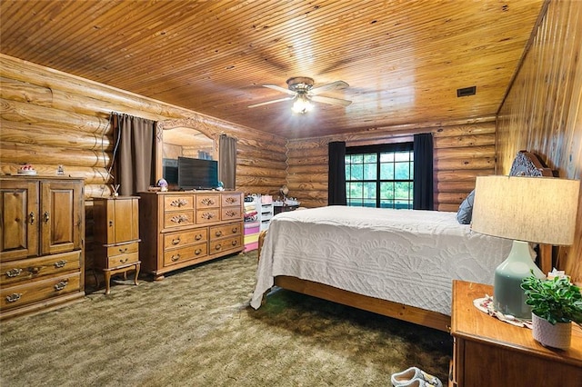 138 Ned Ave, Slidell, LA 70460 - bedroom featuring wood ceiling, carpet, and log walls