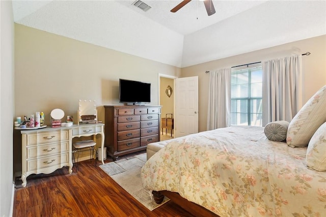 7045 River Rd, Waggaman, LA 70094 - bedroom with wood finished floors, vaulted ceiling, and ceiling fan