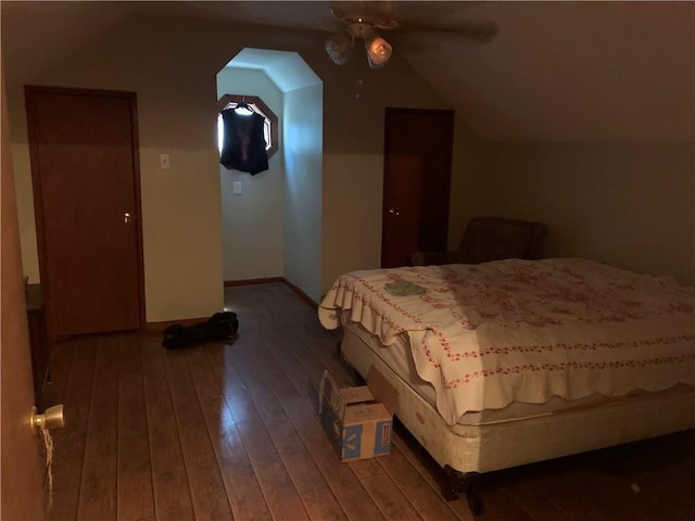 26203 Dove St, Ponchatoula, LA 70454 - bedroom featuring hardwood / wood-style flooring, lofted ceiling, and baseboards