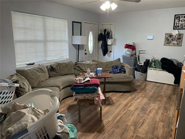 1127 Cousin St, Slidell, LA 70458 - living room featuring wood finished floors and a ceiling fan