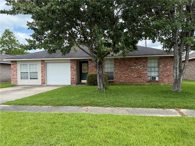 106 Leonell Cir, Slidell, LA 70458 - single story home featuring concrete driveway, a garage, a front yard, and brick siding