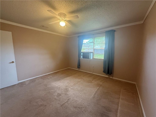 106 Leonell Cir, Slidell, LA 70458 - unfurnished room with a textured ceiling, a ceiling fan, carpet flooring, baseboards, and ornamental molding