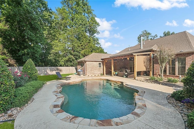 229 Pine Crest Dr, Madisonville, LA 70447 - view of swimming pool with a patio area and a fenced backyard