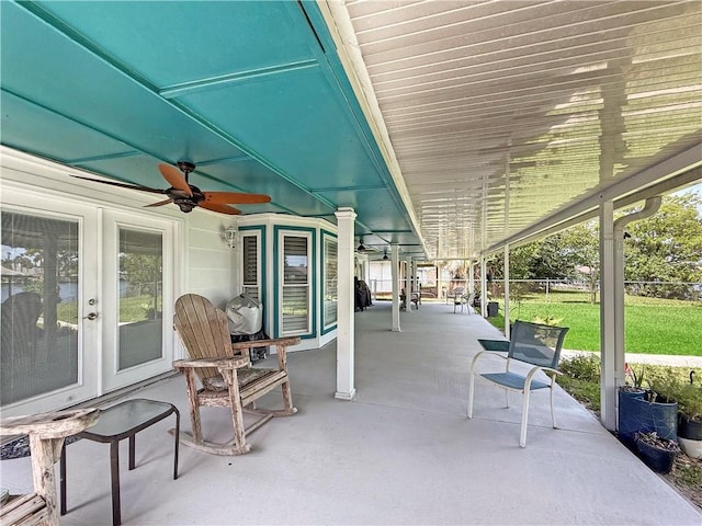 177 Moonraker Dr, Slidell, LA 70458 - view of patio with a ceiling fan and french doors
