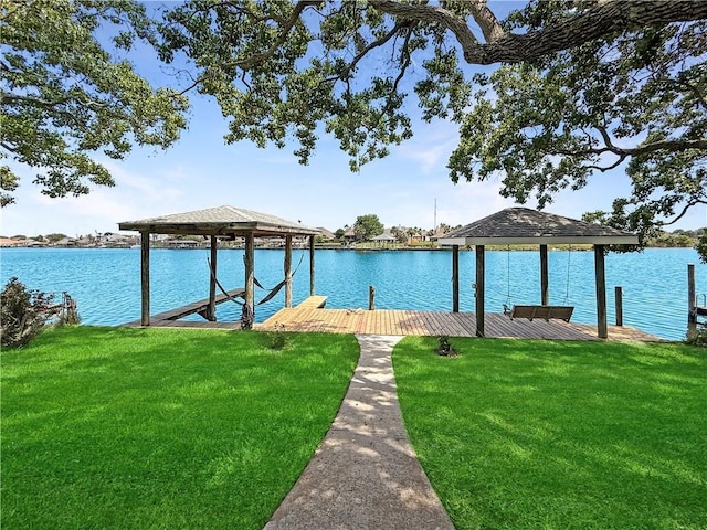 177 Moonraker Dr, Slidell, LA 70458 - dock featuring a yard and a water view