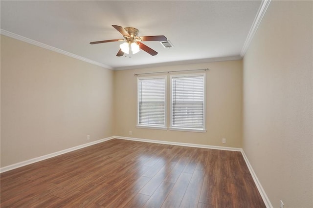 227 20th St, New Orleans, LA 70124 - unfurnished room with a ceiling fan, baseboards, wood finished floors, and ornamental molding