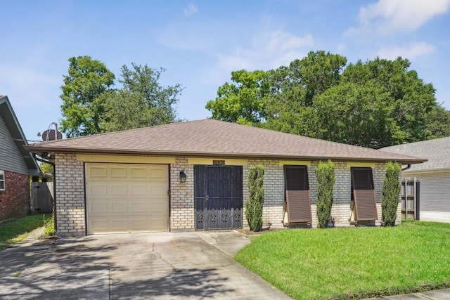 1400 Velma St, Metairie, LA 70001 - ranch-style home featuring brick siding, concrete driveway, a front yard, and a garage
