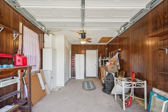 1400 Velma St, Metairie, LA 70001 - garage featuring ceiling fan and wood walls