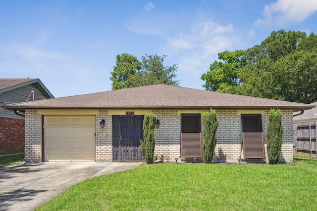 1400 Velma St, Metairie, LA 70001 - ranch-style home featuring brick siding, an attached garage, a front yard, and concrete driveway