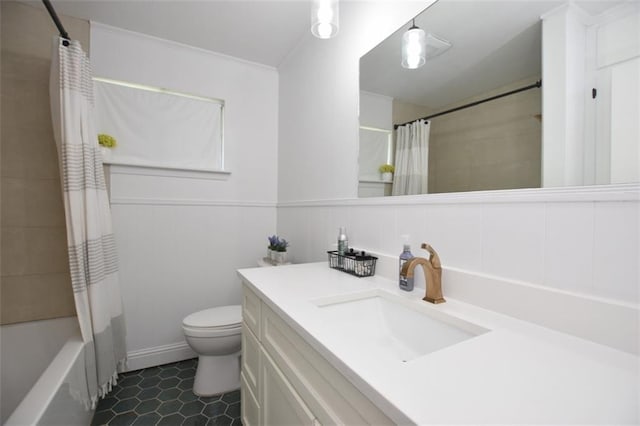 206 Loop Dr, Slidell, LA 70458 - full bath with vanity, toilet, shower / bath combo with shower curtain, and tile patterned floors