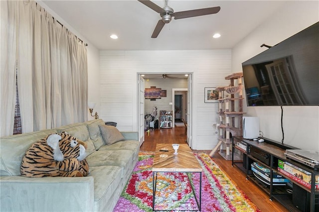 182527 Cambronne St, New Orleans, LA 70118 - living room with ceiling fan, wood finished floors, and recessed lighting
