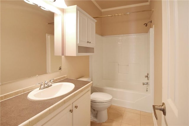 109 Norton Ave, Arabi, LA 70032 - bathroom featuring toilet, vanity, tile patterned floors,  shower combination, and ornamental molding