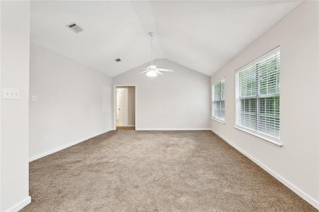 2986 Camellia Dr, Slidell, LA 70458 - carpeted empty room with lofted ceiling, a ceiling fan, and baseboards