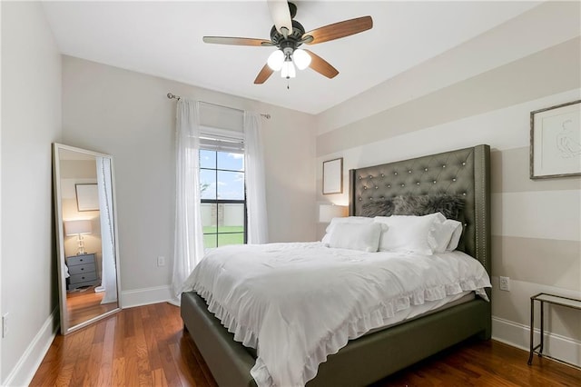 103 Lac Cypriere Dr, Luling, LA 70070 - bedroom with dark wood finished floors, baseboards, and ceiling fan