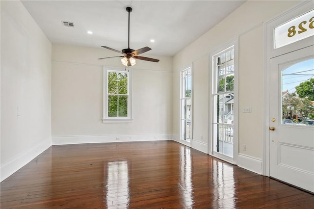 4628 Cleveland Ave, New Orleans, LA 70119 - unfurnished room with hardwood / wood-style flooring, a ceiling fan, baseboards, and recessed lighting