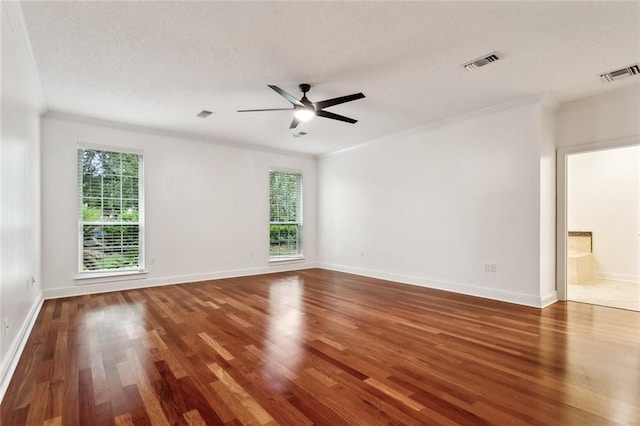 102 Ayshire Ct, Slidell, LA 70461 - unfurnished room featuring wood finished floors, ornamental molding, a ceiling fan, and baseboards