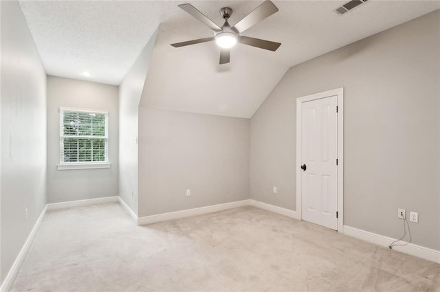 102 Ayshire Ct, Slidell, LA 70461 - bonus room featuring light colored carpet, a ceiling fan, baseboards, and lofted ceiling