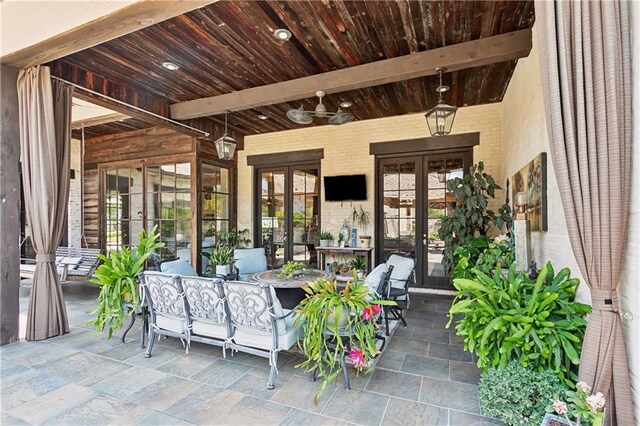 500 Tallow Tree Dr, Madisonville, LA 70447 - view of patio / terrace featuring french doors and a ceiling fan