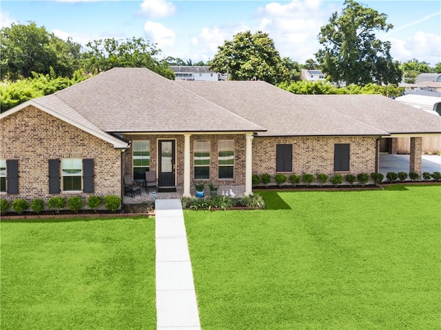 5001 Randolph St, Marrero, LA 70072 - ranch-style house with a front lawn, roof with shingles, and brick siding