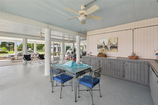 279 Debbie Dr, Slidell, LA 70458 - dining space featuring concrete floors and a ceiling fan