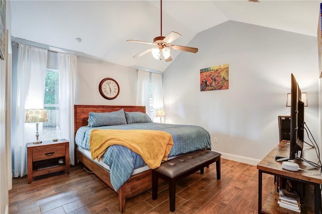 70046 9th St, Covington, LA 70433 - bedroom featuring lofted ceiling, wood finished floors, and ceiling fan