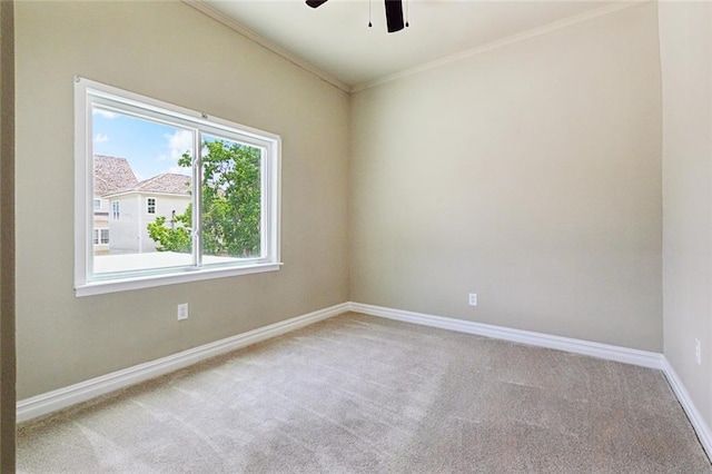 6409 Louis Xiv St, New Orleans, LA 70124 - carpeted spare room featuring a ceiling fan, crown molding, and baseboards