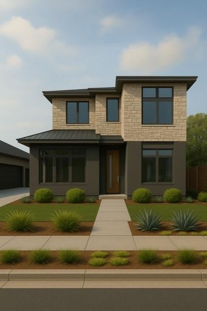 5871 Argonne Blvd, New Orleans, LA 70124 - view of front of home with a standing seam roof and stone siding