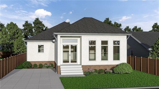 2335 Orleans St, Mandeville, LA 70448 - view of front of property with brick siding, entry steps, a patio, and a shingled roof