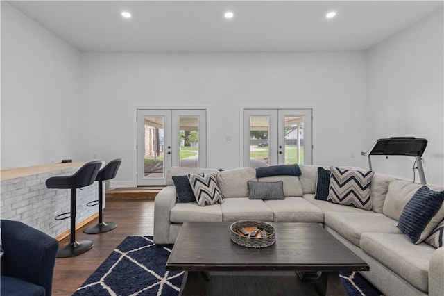 7599 Park Ave, Houma, LA 70364 - living area featuring french doors, recessed lighting, and dark wood-style flooring