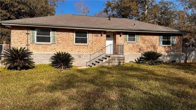 2008 Bluebird St, Slidell, LA 70460 - ranch-style home featuring a front yard, brick siding, and a shingled roof