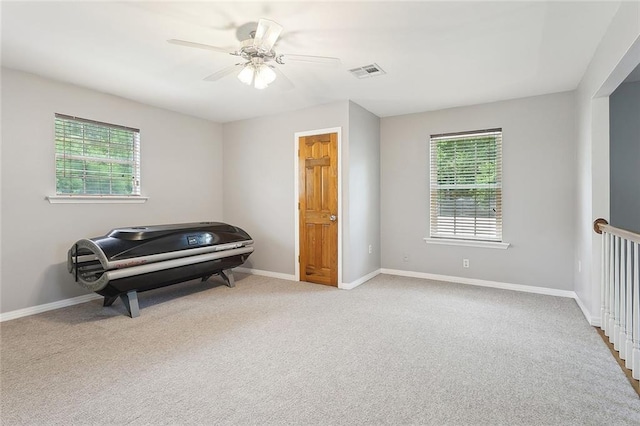 19196 Wildoak Ln, Ponchatoula, LA 70454 - living area with plenty of natural light, ceiling fan, and carpet