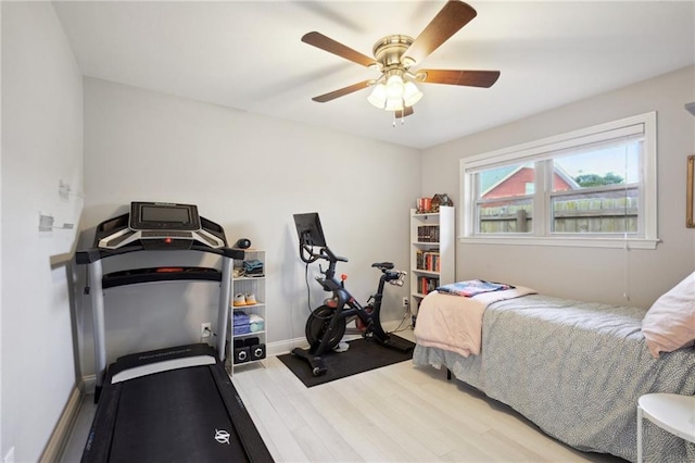 4709 Kawanee Ave, Metairie, LA 70006 - bedroom with wood finished floors, a ceiling fan, and baseboards