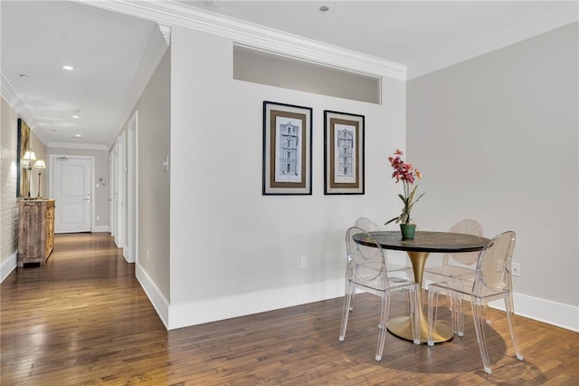 220 Decatur St Unit 302, New Orleans, LA 70130 - corridor with ornamental molding, wood finished floors, baseboards, and recessed lighting