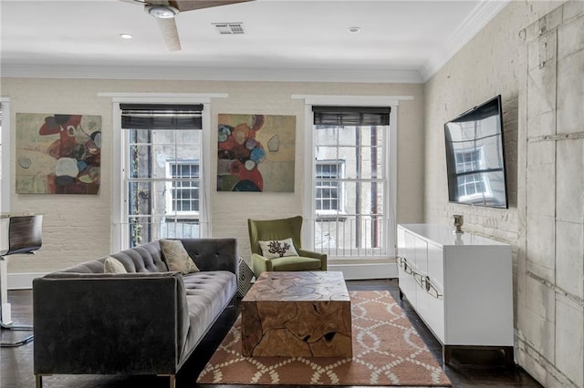 220 Decatur St Unit 304, New Orleans, LA 70130 - living area featuring dark wood-style floors and crown molding