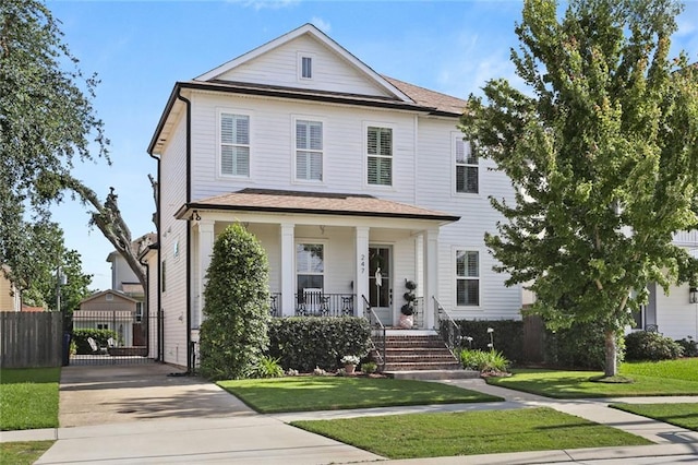 247 26th St, New Orleans, LA 70124 - view of front facade featuring a porch and driveway