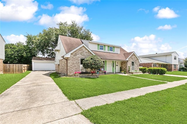 6301 Schouest St, Metairie, LA 70003 - traditional-style home with a porch, roof with shingles, a detached garage, and brick siding