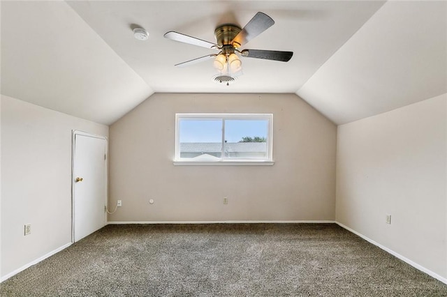 6301 Schouest St, Metairie, LA 70003 - bonus room with carpet flooring, lofted ceiling, ceiling fan, and baseboards