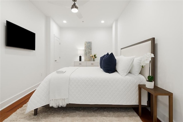 633 Tchoupitoulas St Unit 4, New Orleans, LA 70130 - bedroom featuring wood finished floors, recessed lighting, baseboards, and ceiling fan