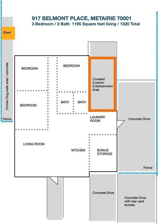 917 Belmont Pl, Metairie, LA 70001 - view of floor plan / room layout
