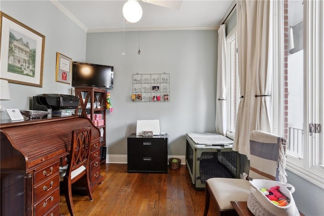 1427 Leontine St New O, Unit New O, New Orleans, LA 70115 - office space with wood finished floors, ornamental molding, baseboards, and ceiling fan