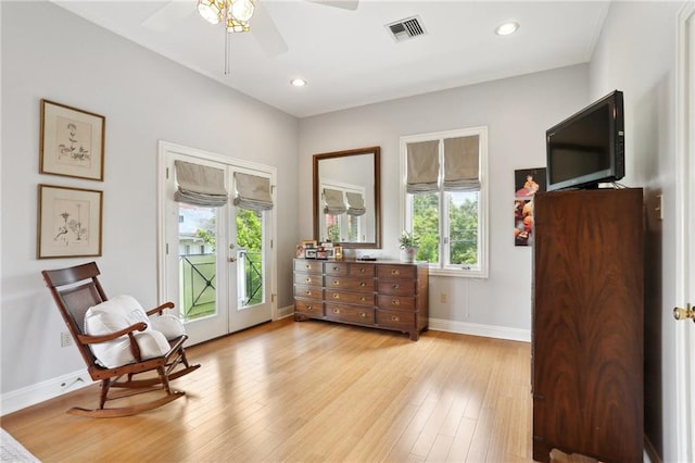 1427 Leontine St New O, Unit New O, New Orleans, LA 70115 - sitting room with plenty of natural light, a ceiling fan, baseboards, light wood-type flooring, and recessed lighting