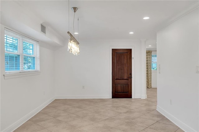 212 Nelson Dr, River Ridge, LA 70123 - empty room featuring ornamental molding, light tile patterned floors, recessed lighting, and baseboards