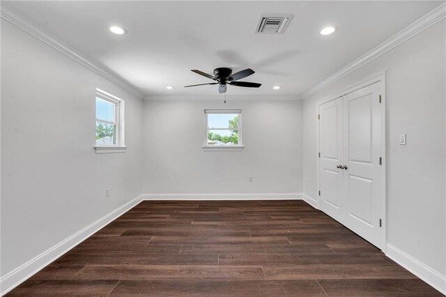 212 Nelson Dr, River Ridge, LA 70123 - unfurnished bedroom with multiple windows, ornamental molding, recessed lighting, and baseboards