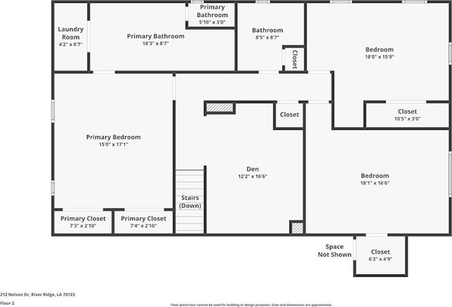 212 Nelson Dr, River Ridge, LA 70123 - property floor plan