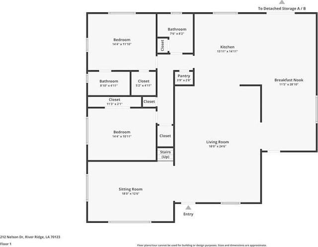 212 Nelson Dr, River Ridge, LA 70123 - floor plan / room layout