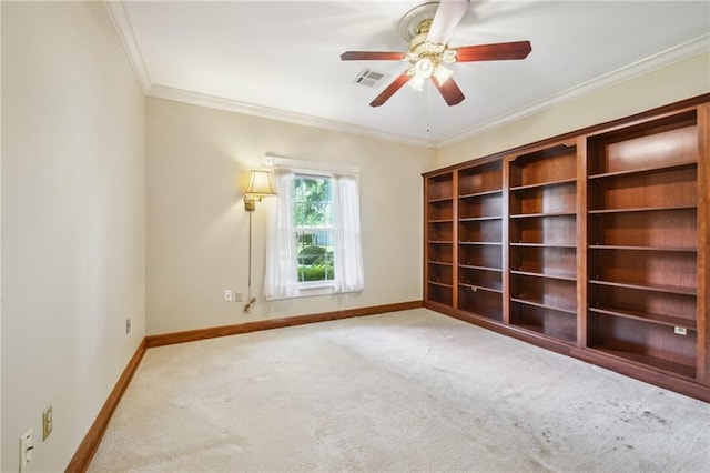 653 Fairfield Ave, Gretna, LA 70056 - carpeted spare room with baseboards, crown molding, and ceiling fan