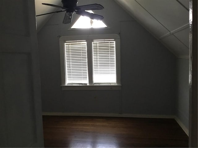 4649 Dart St, New Orleans, LA 70125 - bonus room featuring vaulted ceiling, wood finished floors, and a ceiling fan